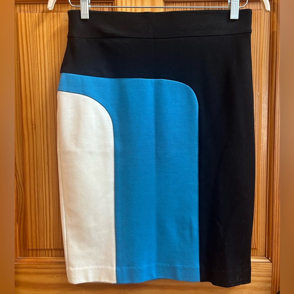 Ann Taylor Black, Blue, and White Pencil Skirt